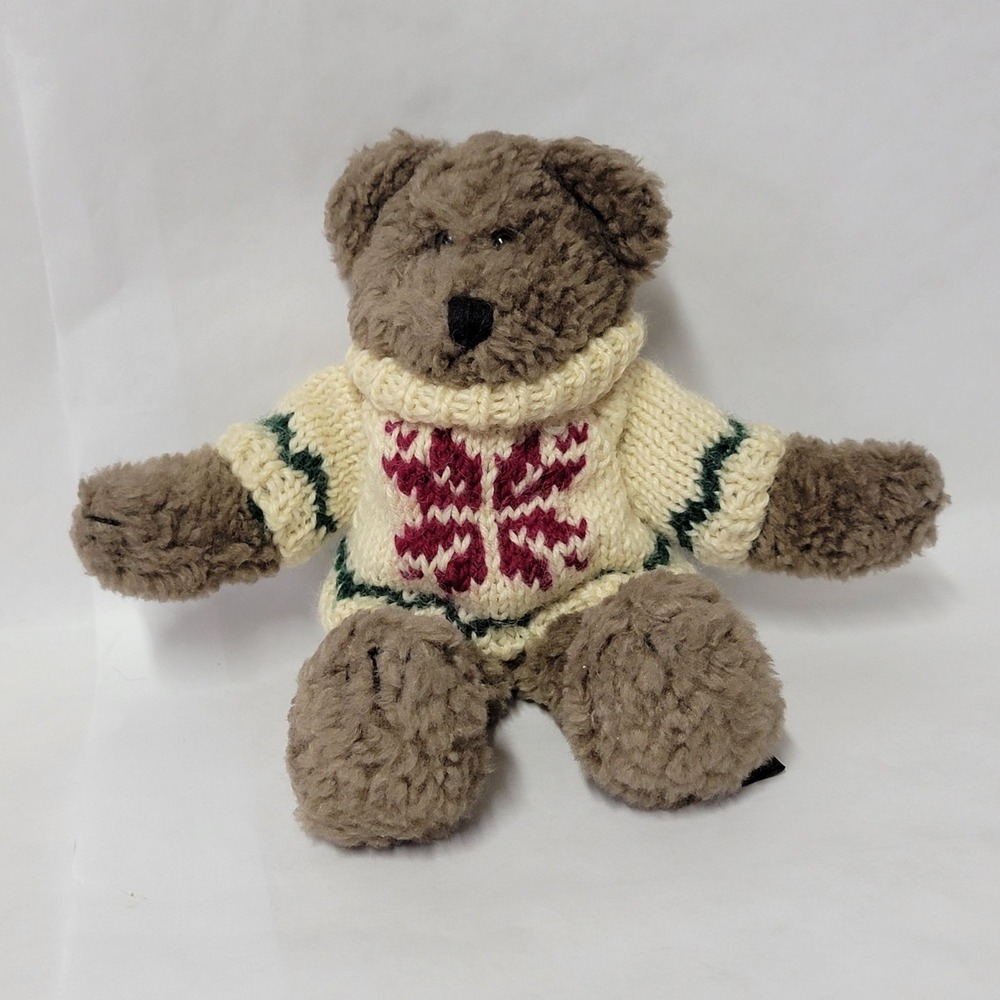 Vintage Boyds Collection Teddy Bear Snowflake Knit Sweater Brown Plush 9 inch
